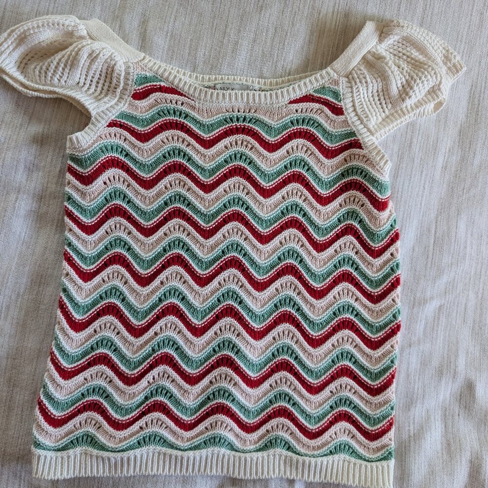 KAILY K Crochet Colorful Short Sleeve Sweater Top - Size M